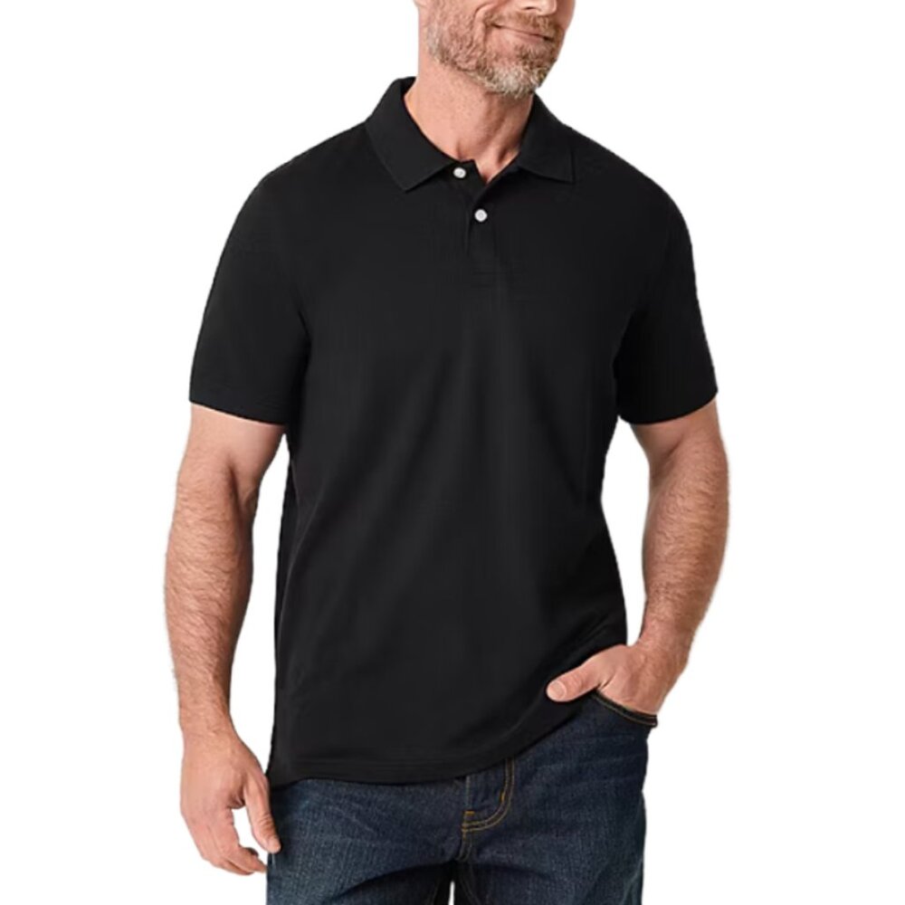 St. John’s Bay Classic Fit Polo Mens XL Black Gold Set of 2 Comfort Stretch New